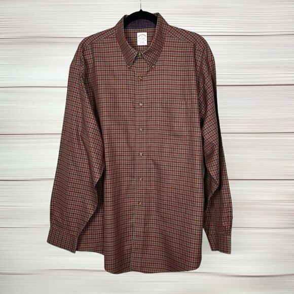 Brooks Brothers Button Down Shirt Long Sleeve Plaid Cotton Regular Fit XL - Picture 3 of 13